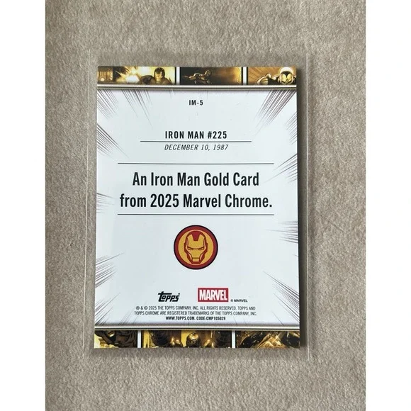 2025 Topps Chrome Marvel Iron Man‎ Gold Card IM-5 Iron Man #225 Cover Tribute - Picture 2 of 2